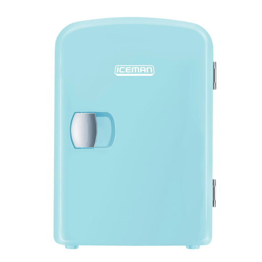 Chefman - Iceman Mini Portable Blue Personal Fridge Cools Or Heats & Provides Compact Storage For Skincare Snacks Or 6 12oz Cans W/ A Lightweight 4-liter Capacity To Take On The Go